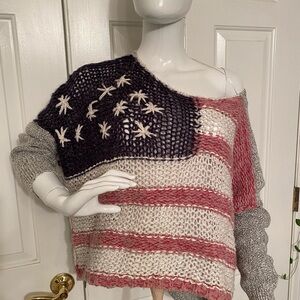 Free People American Flag Off the Shoulder Sweater size L